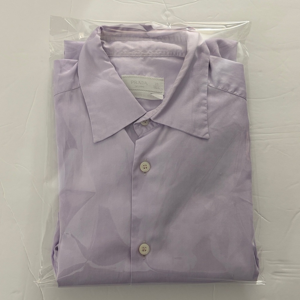 Authentic Prada 2018 Lavender Purple Long Sleeve Nylon Cotton Shirt 39 15.5 $298 - Picture 13 of 13